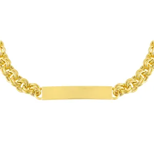 Engraved Hollow Rounded Rolo Bar Chain Choker