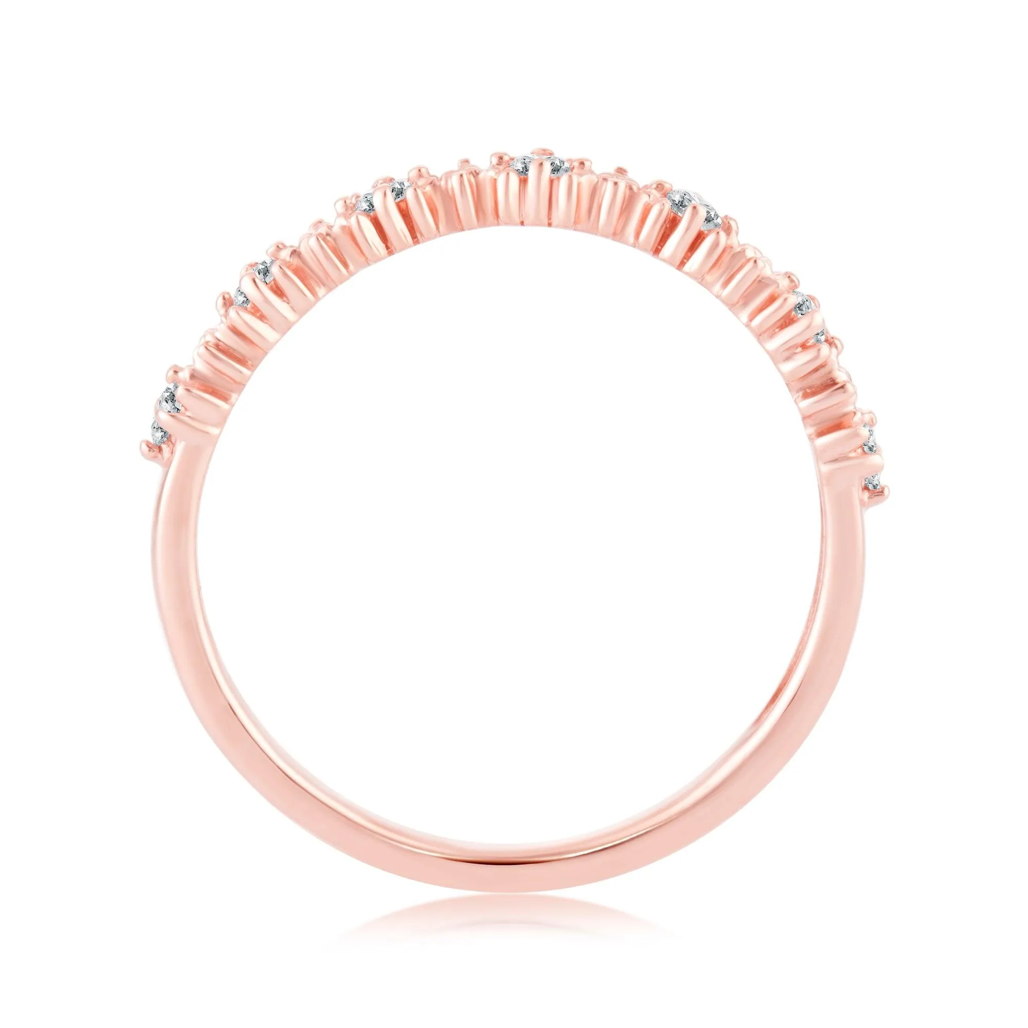 EternalDia 0.15 Cttw White Natural Diamond Wedding Stackable Vintage Style Band in 10k Rose Gold
