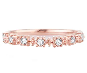 EternalDia 0.15 Cttw White Natural Diamond Wedding Stackable Vintage Style Band in 10k Rose Gold