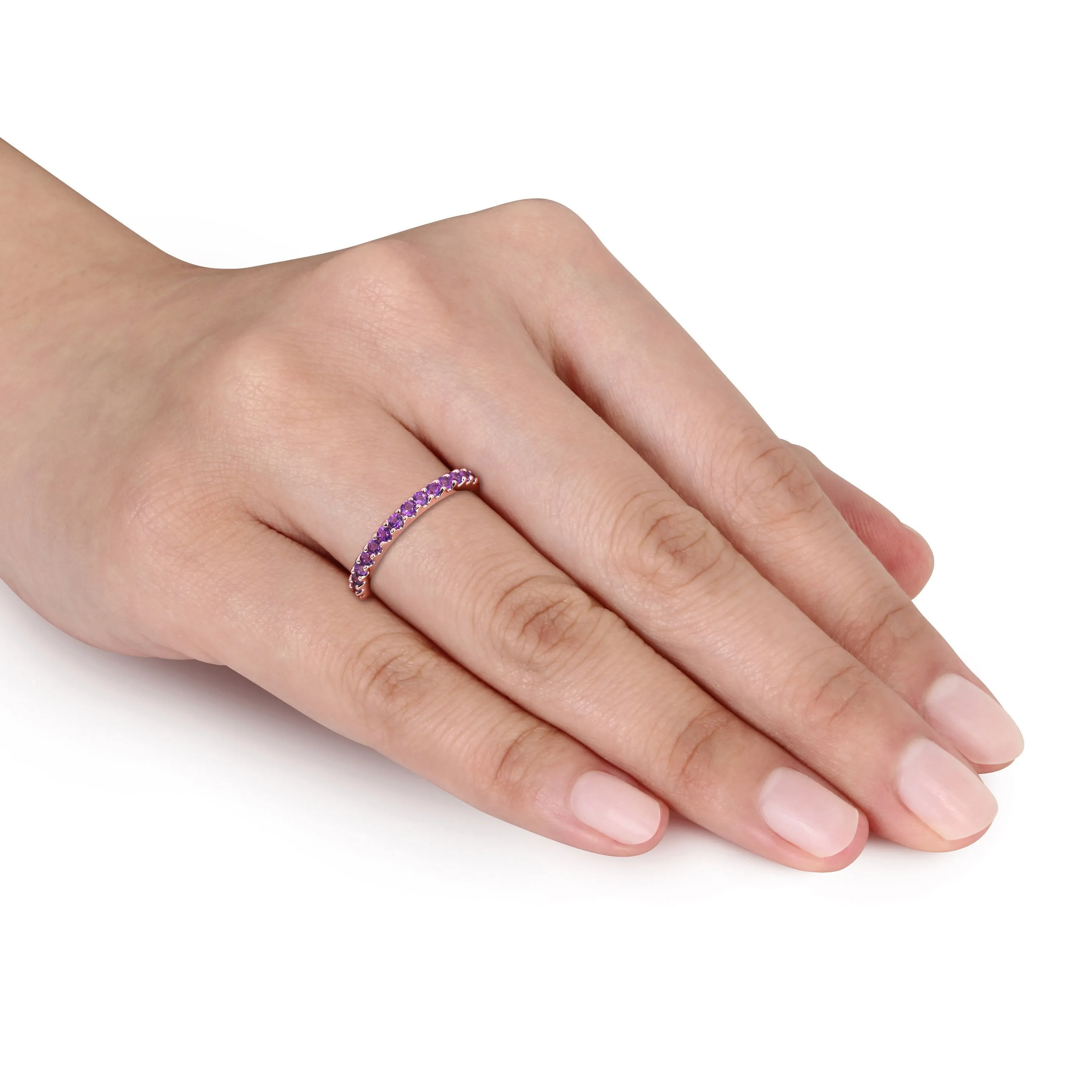 Eternity Ring 7/8 CT 10K Pink Gold Amethyst
