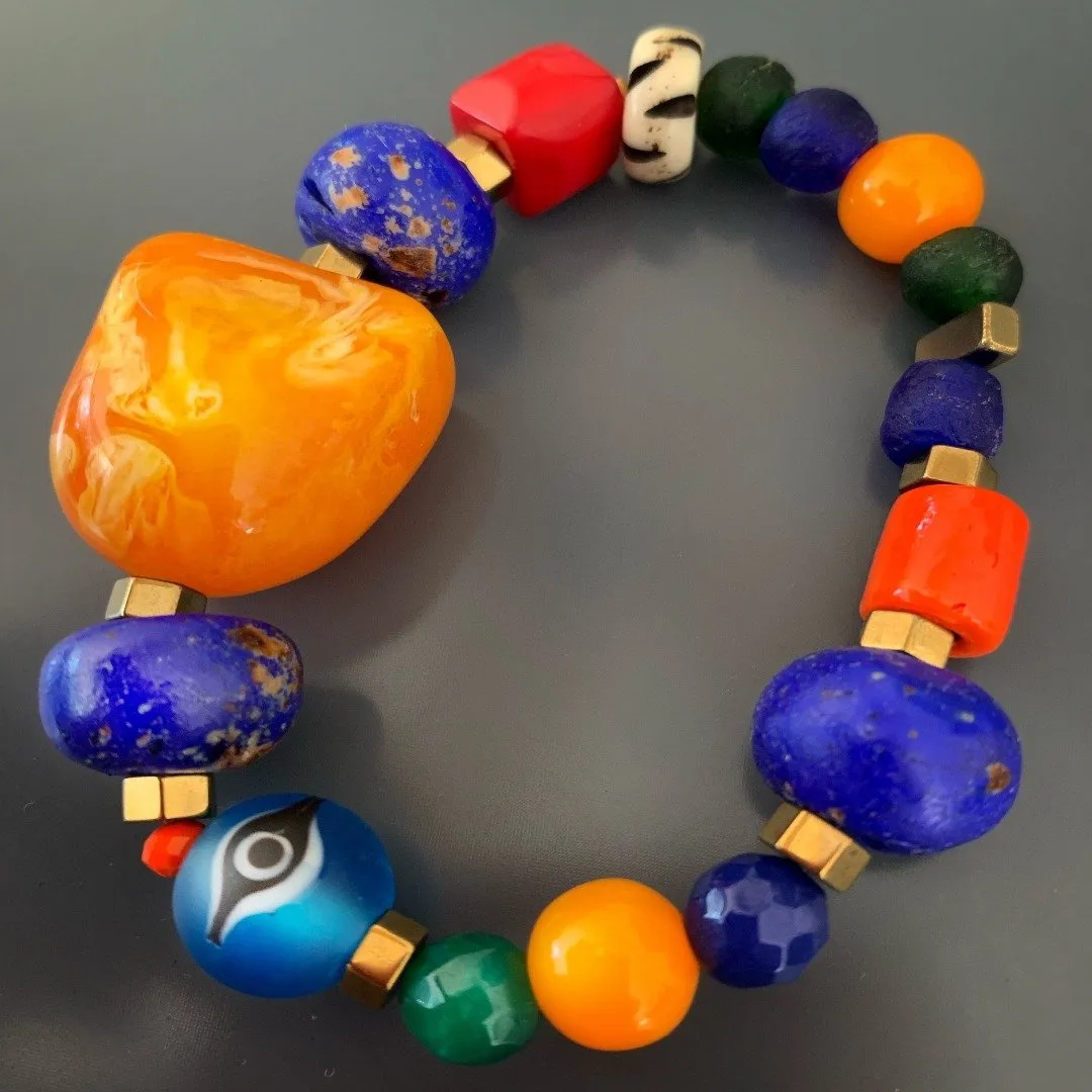 Evil Eye Multicolor Beaded  Bracelet