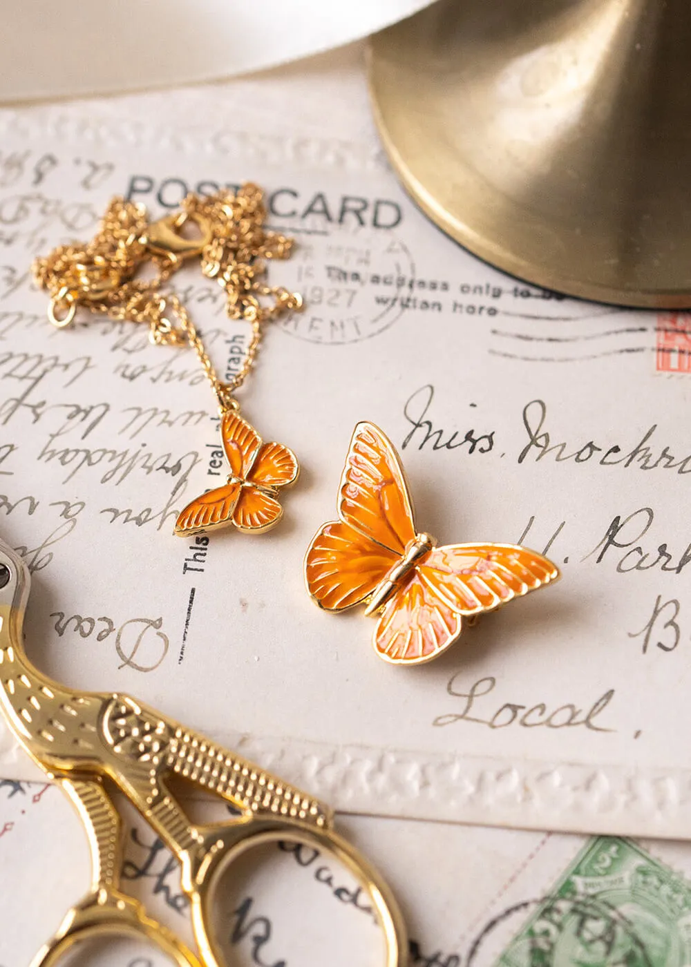 Fable England Butterfly Huggie Earrings Orange