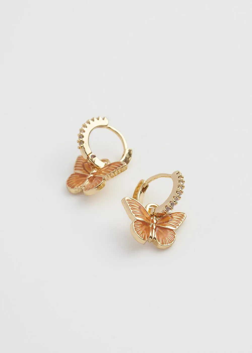 Fable England Butterfly Huggie Earrings Orange