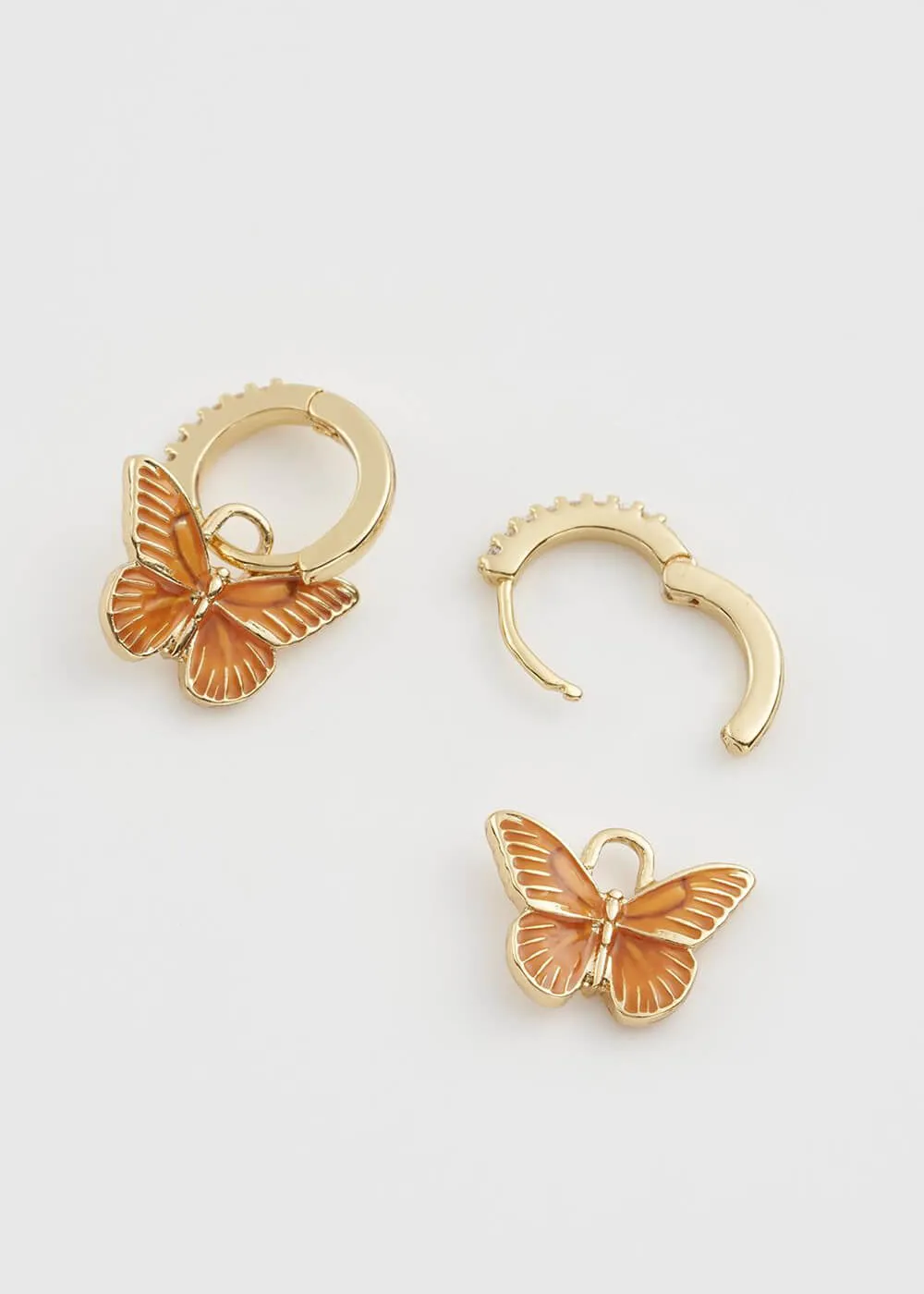 Fable England Butterfly Huggie Earrings Orange