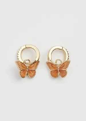 Fable England Butterfly Huggie Earrings Orange