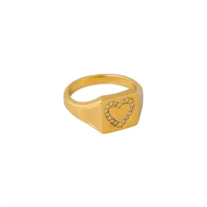 Fairley, Crystal Heart Signet Ring