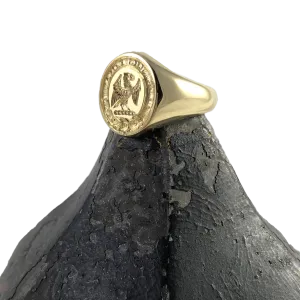 Family Crest Seal Engraved 16mm x 13mm  -  18 Carat Yellow Gold Signet Ring