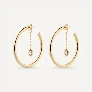 Fara Hoop Drop Chain CZ Earring