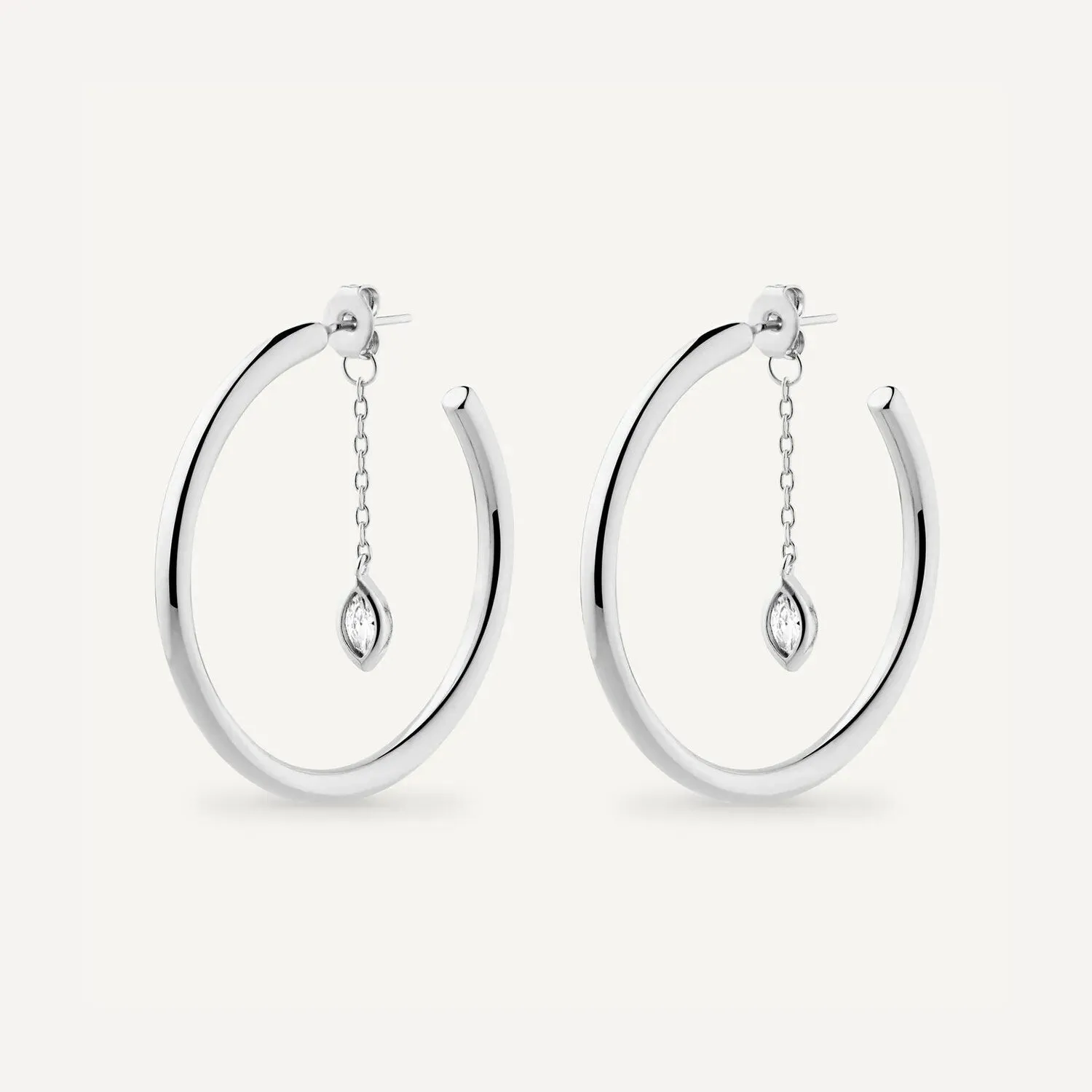 Fara Hoop Drop Chain CZ Earring
