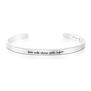 Fear Ends Where Faith Begins Mantra Bracelet Inspirational Gift for Her