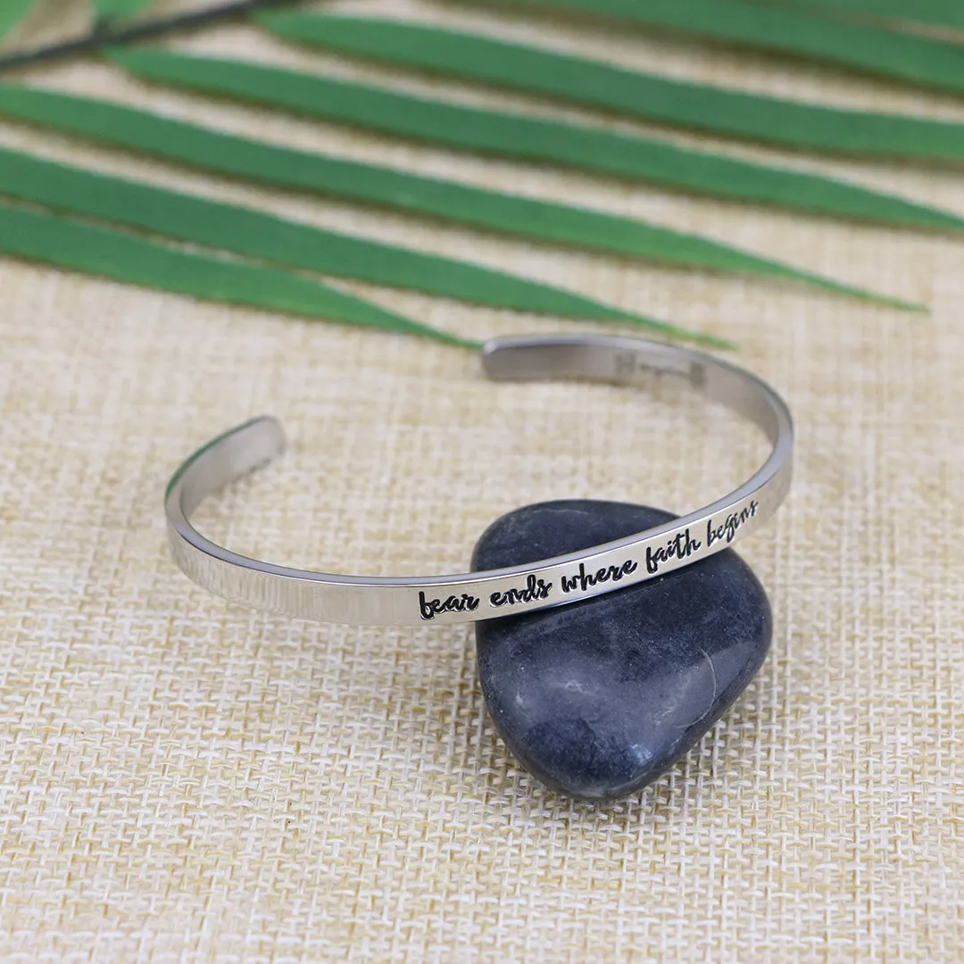 Fear Ends Where Faith Begins Mantra Bracelet Inspirational Gift for Her
