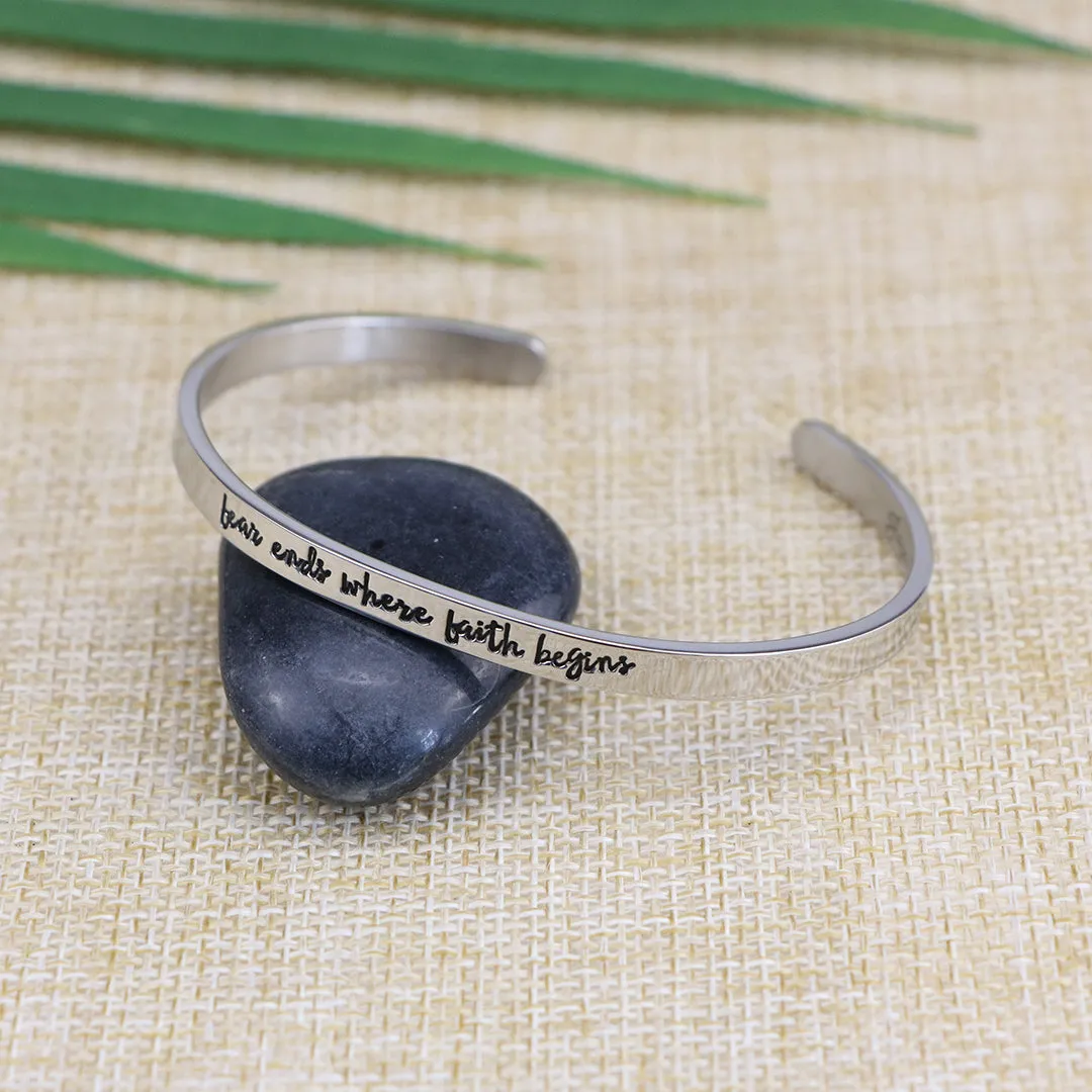 Fear Ends Where Faith Begins Mantra Bracelet Inspirational Gift for Her