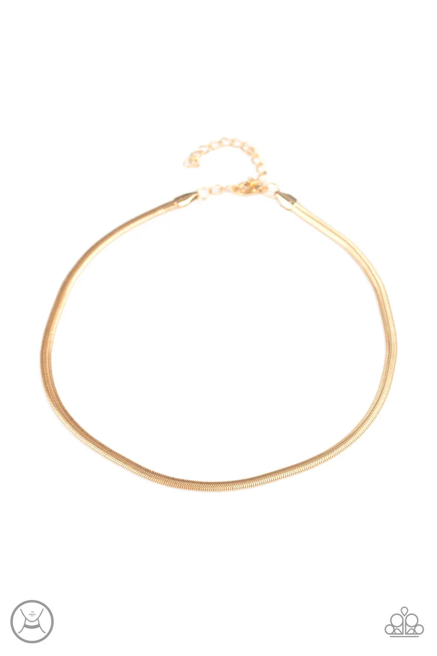 Flat Out Fierce Gold Paparazzi Choker Necklace