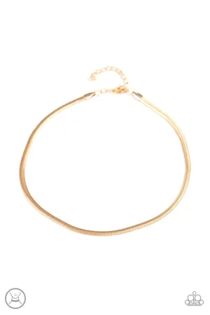 Flat Out Fierce Gold Paparazzi Choker Necklace