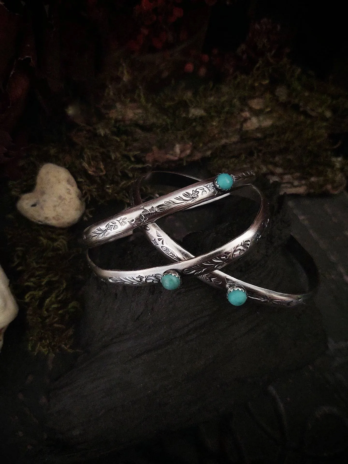 FLORA • Turquoise Cuff Bracelet • Sterling Silver