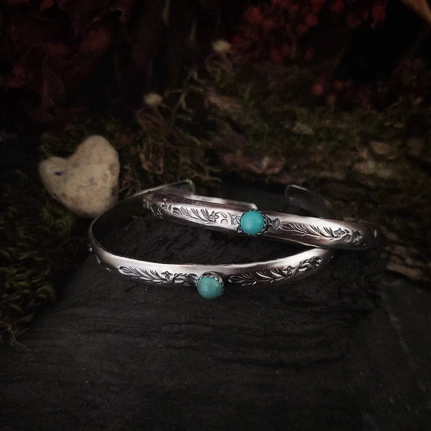 FLORA • Turquoise Cuff Bracelet • Sterling Silver