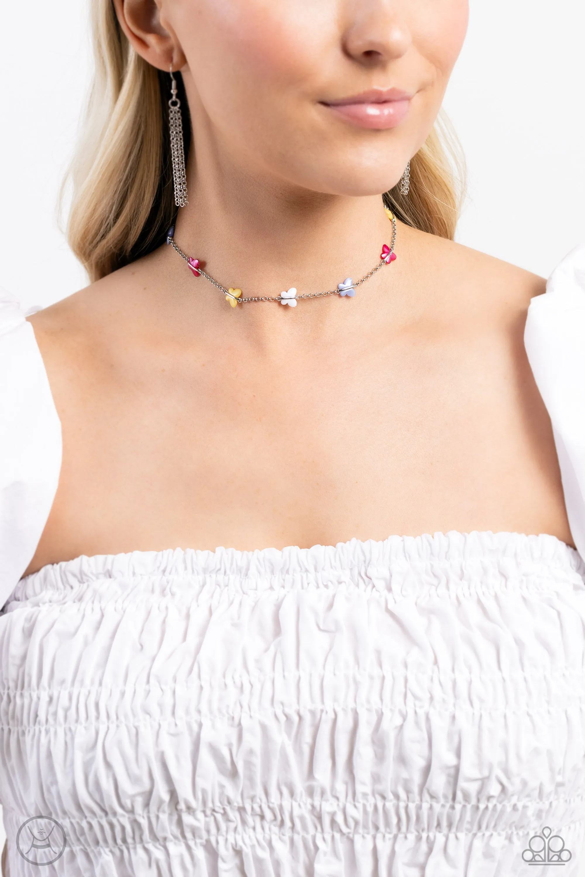 FLYING in Wait - Multi - Butterfly Paparazzi Choker Necklace