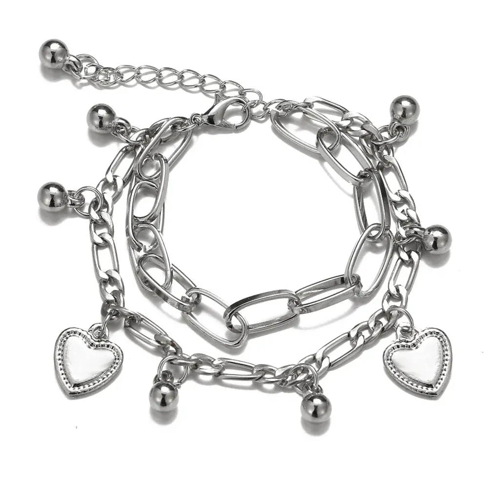 FNIO Bohemian Bracelets for Women Fashion Multilayer Beaded Chain Bracelets Set Charm Bracelet Bangles Jewelry Punk
