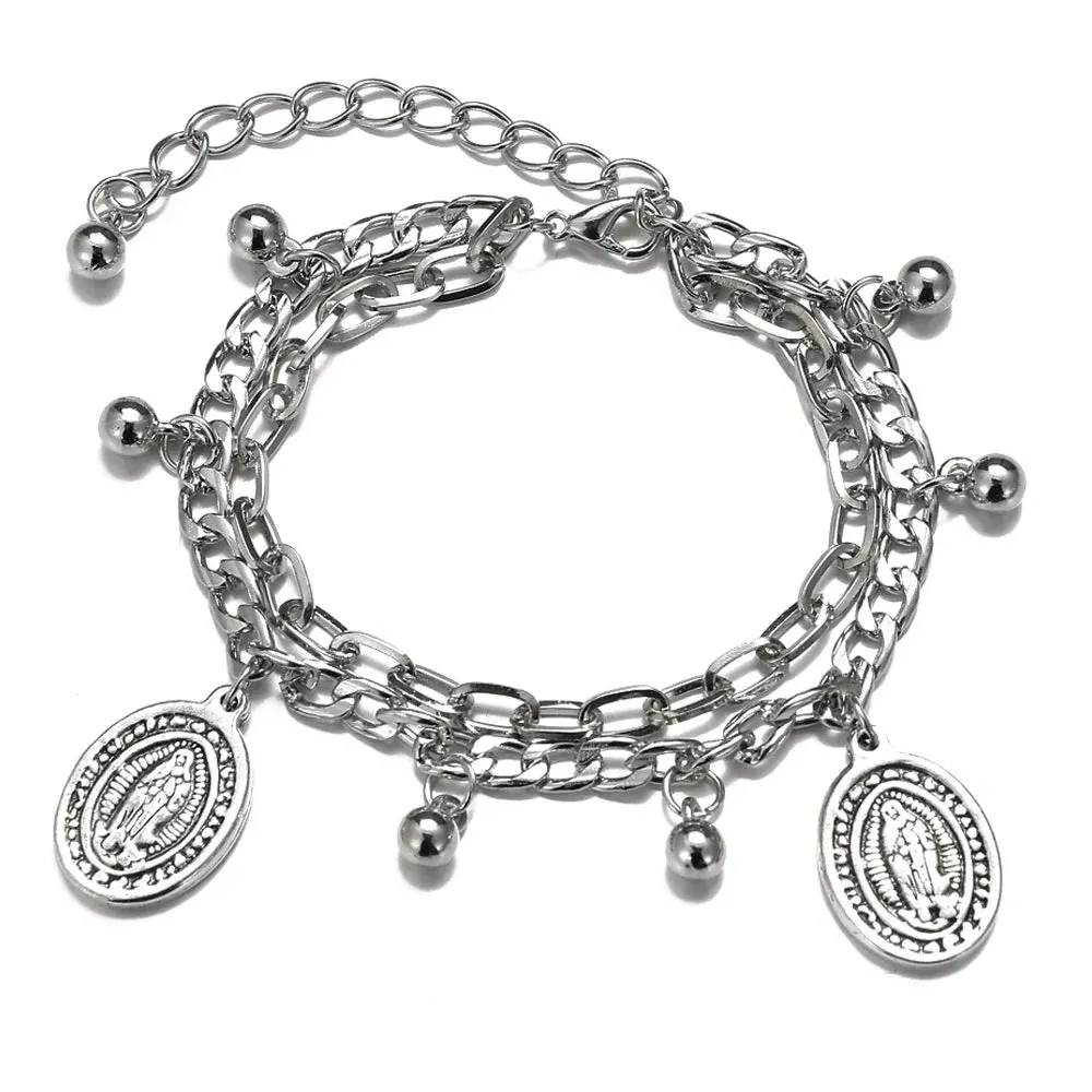 FNIO Bohemian Bracelets for Women Fashion Multilayer Beaded Chain Bracelets Set Charm Bracelet Bangles Jewelry Punk