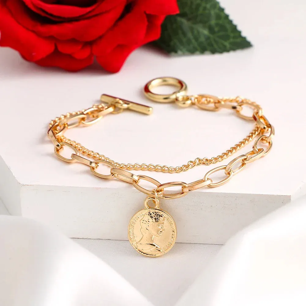 FNIO Bohemian Bracelets for Women Fashion Multilayer Beaded Chain Bracelets Set Charm Bracelet Bangles Jewelry Punk