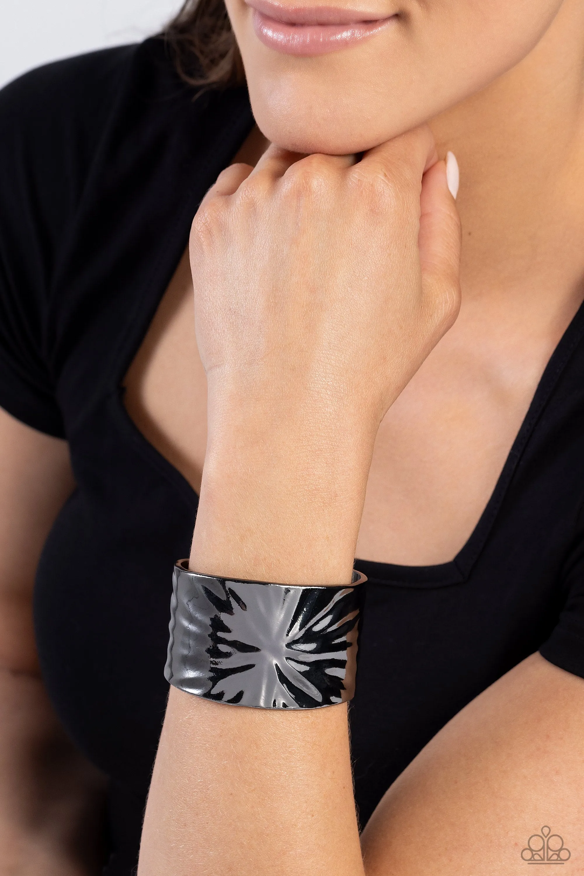 Ford Fusion - Black - Textured Gunmetal Paparazzi Cuff Bracelet