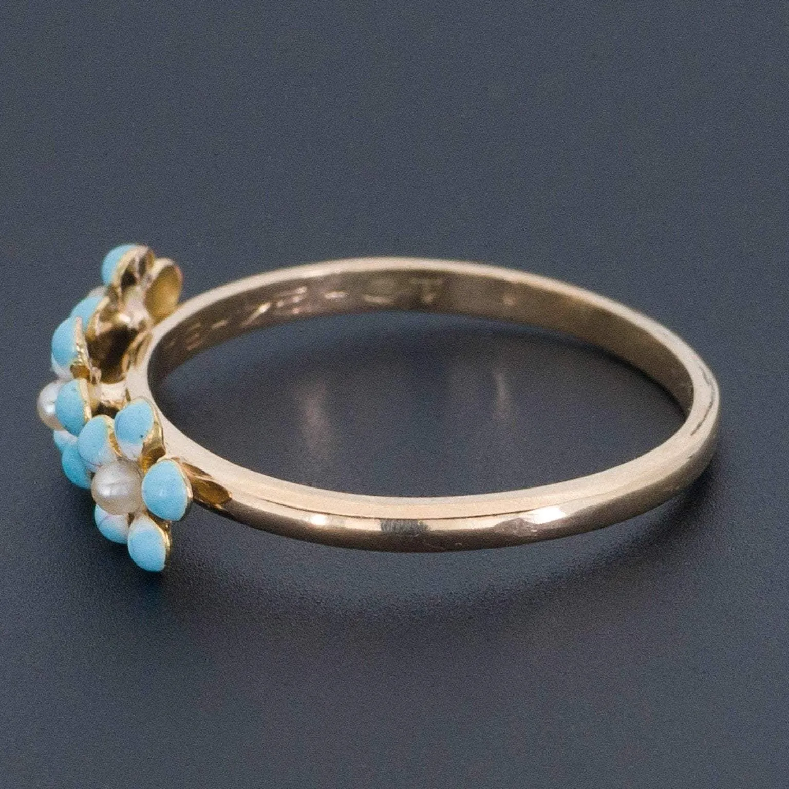 Forget-me-not Flower Ring | Antique Pin Conversion Ring