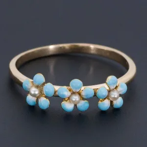 Forget-me-not Flower Ring | Antique Pin Conversion Ring