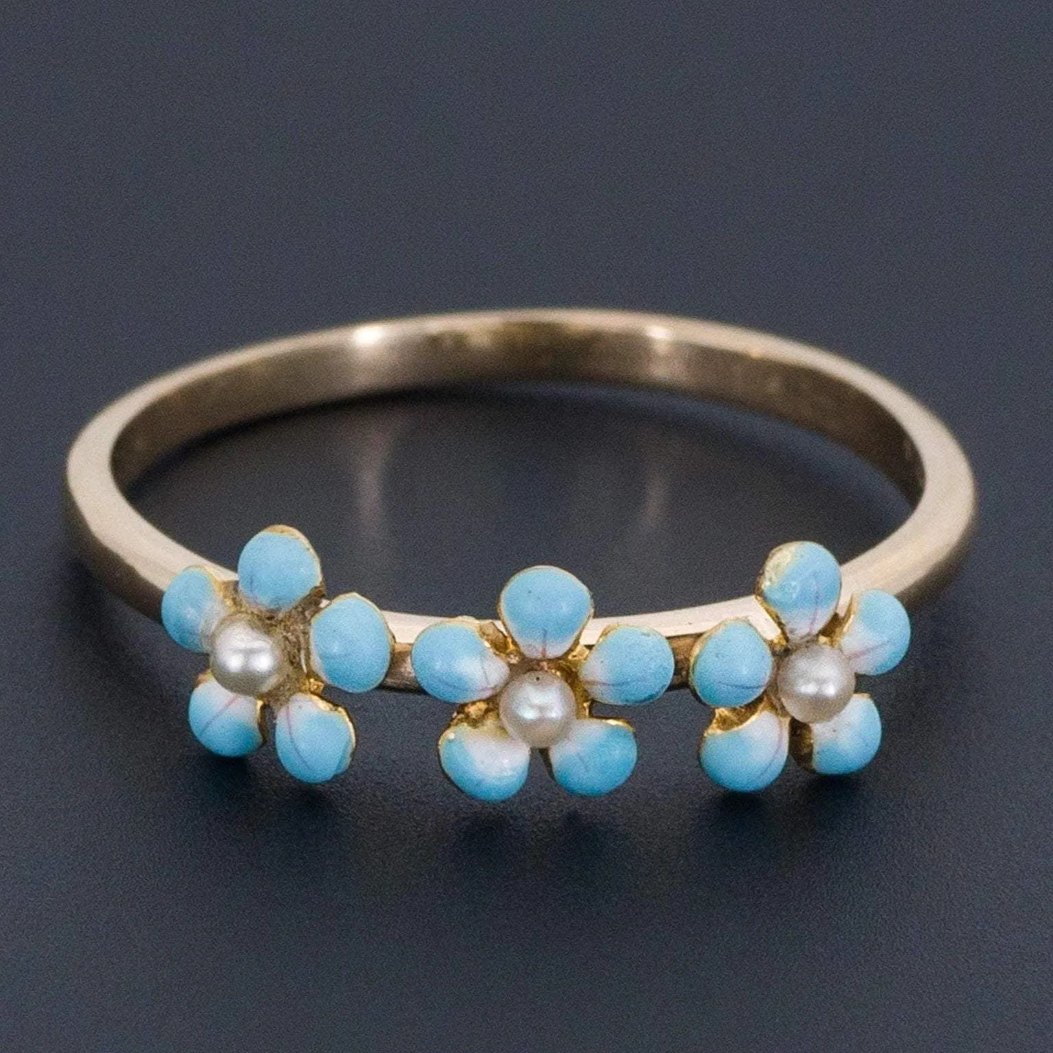 Forget-me-not Flower Ring | Antique Pin Conversion Ring