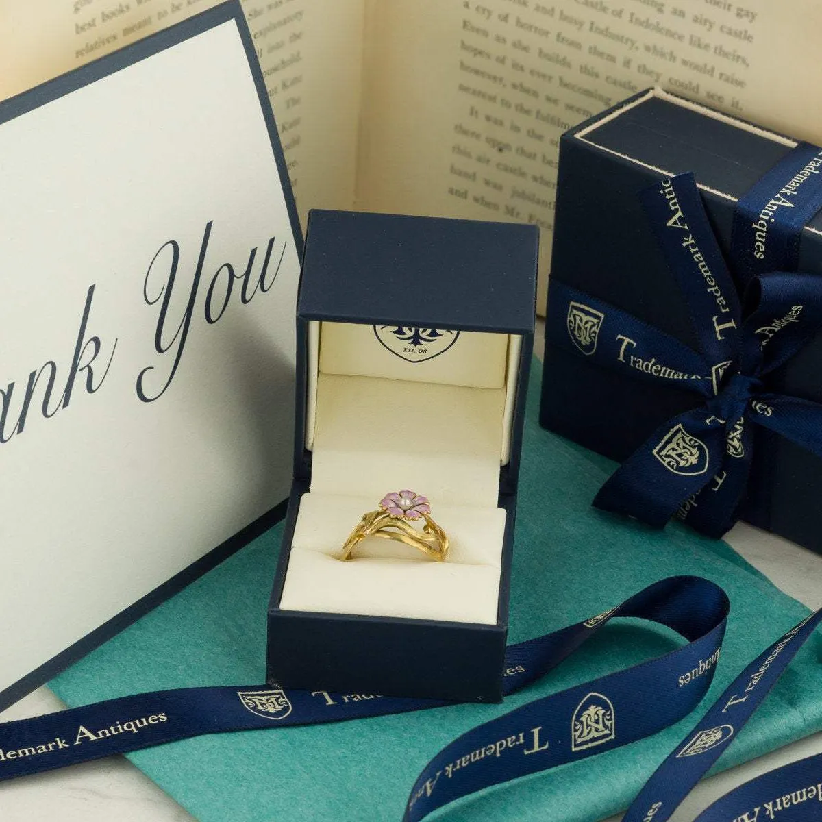 Forget-me-not Flower Ring | Antique Pin Conversion Ring