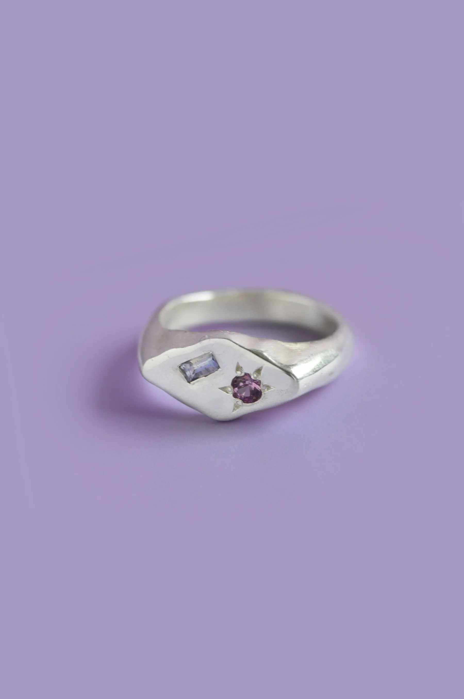 Frankie Purple & Pink Sapphire Silver Signet 906-4