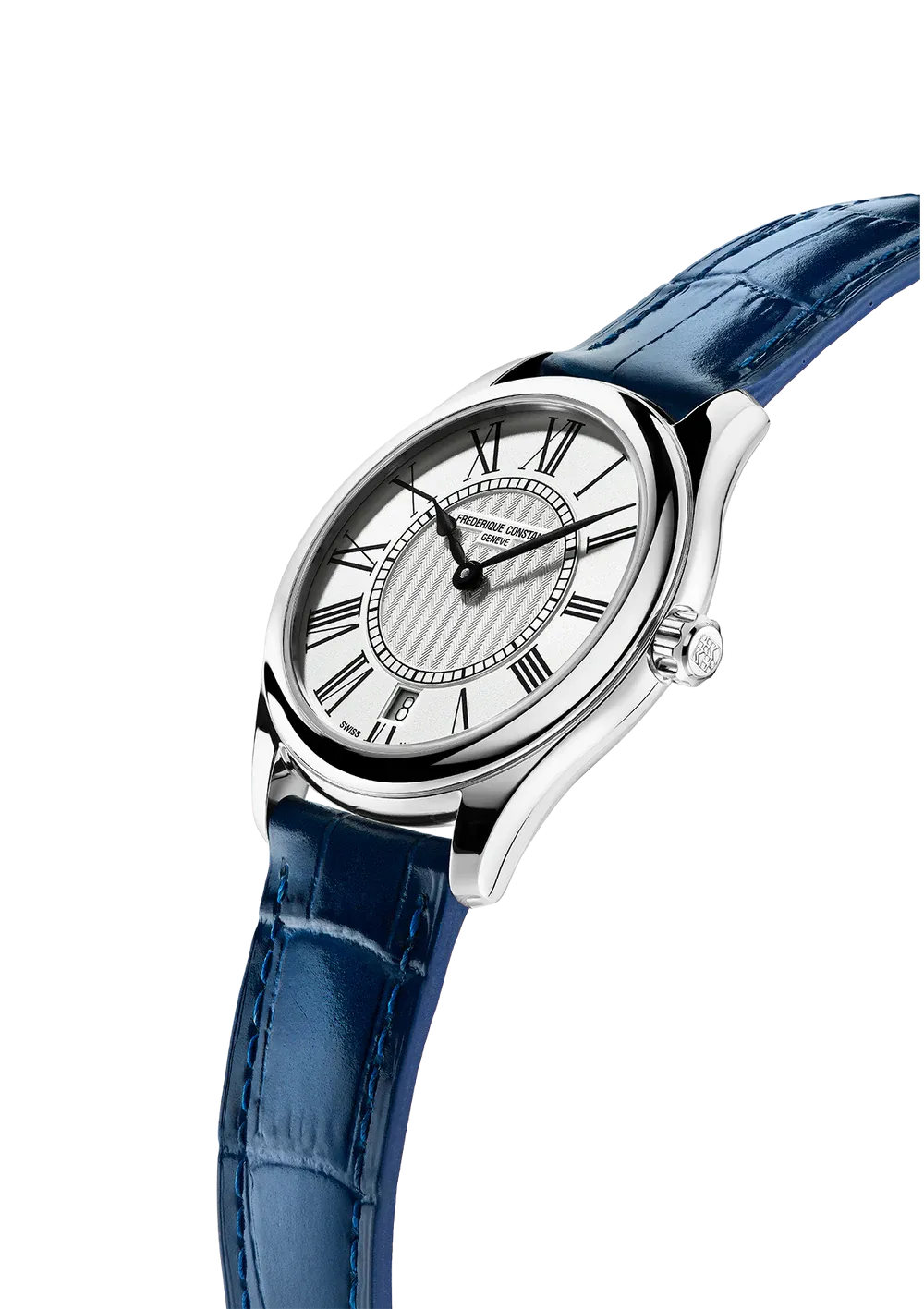 FREDERIQUE CONSTANT CLASSICS LADIES QUARTZ SILVER DIAL BLUE LEATHER