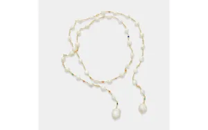 Fresh Water Pearl Lariat with colorful czs