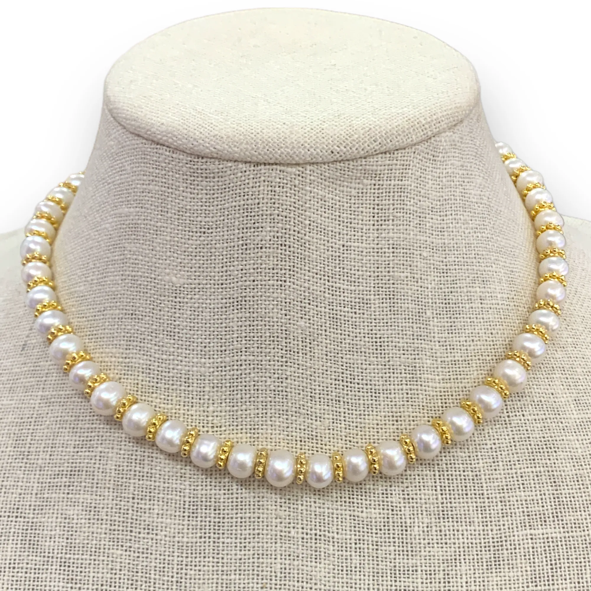 Freshwater Pearls w/ Rondelles on Leather Choker