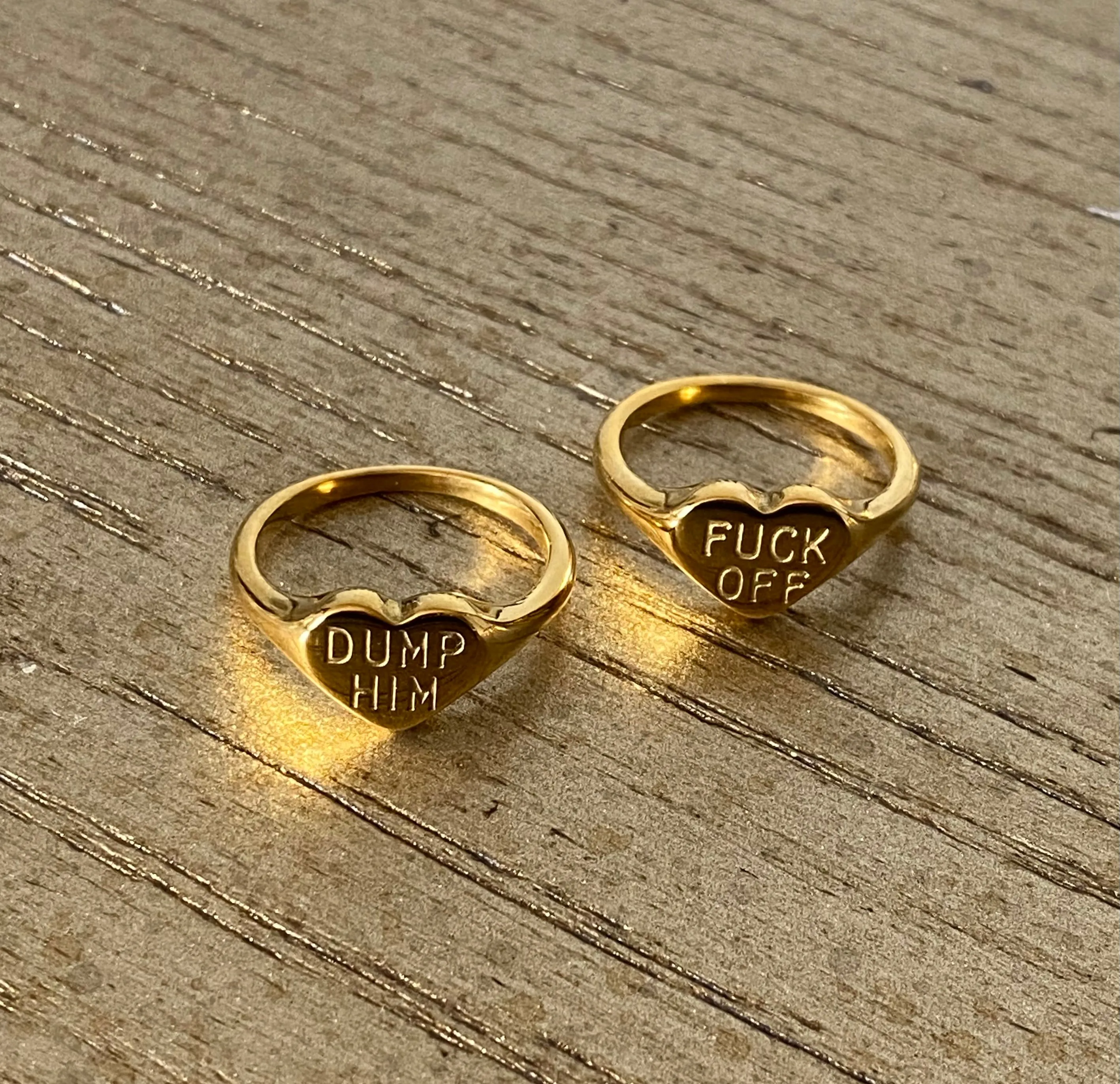 'Fuck Off' Signet 18k Gold Ring