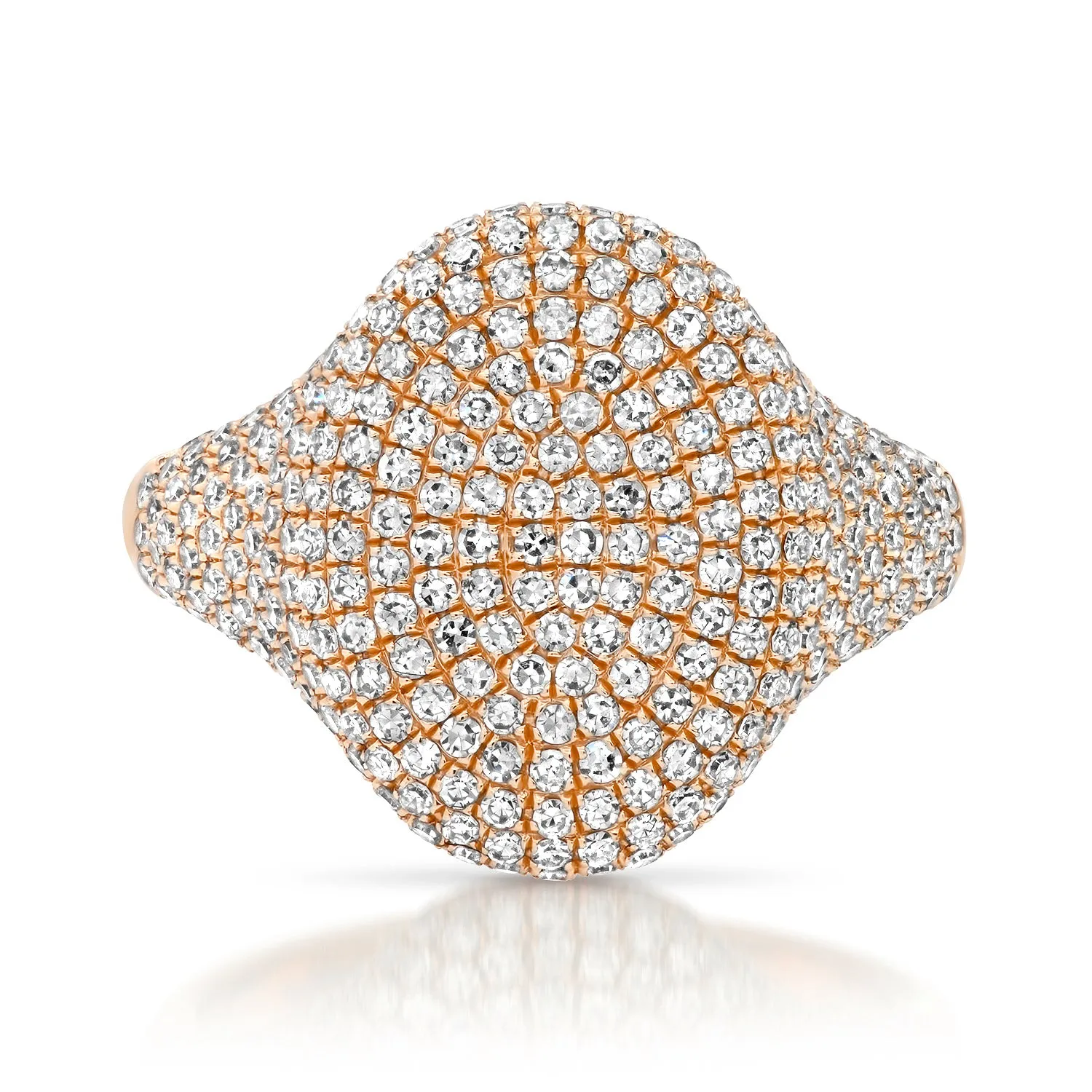 Full Sparkle Oval Pave Diamond Signet Ring