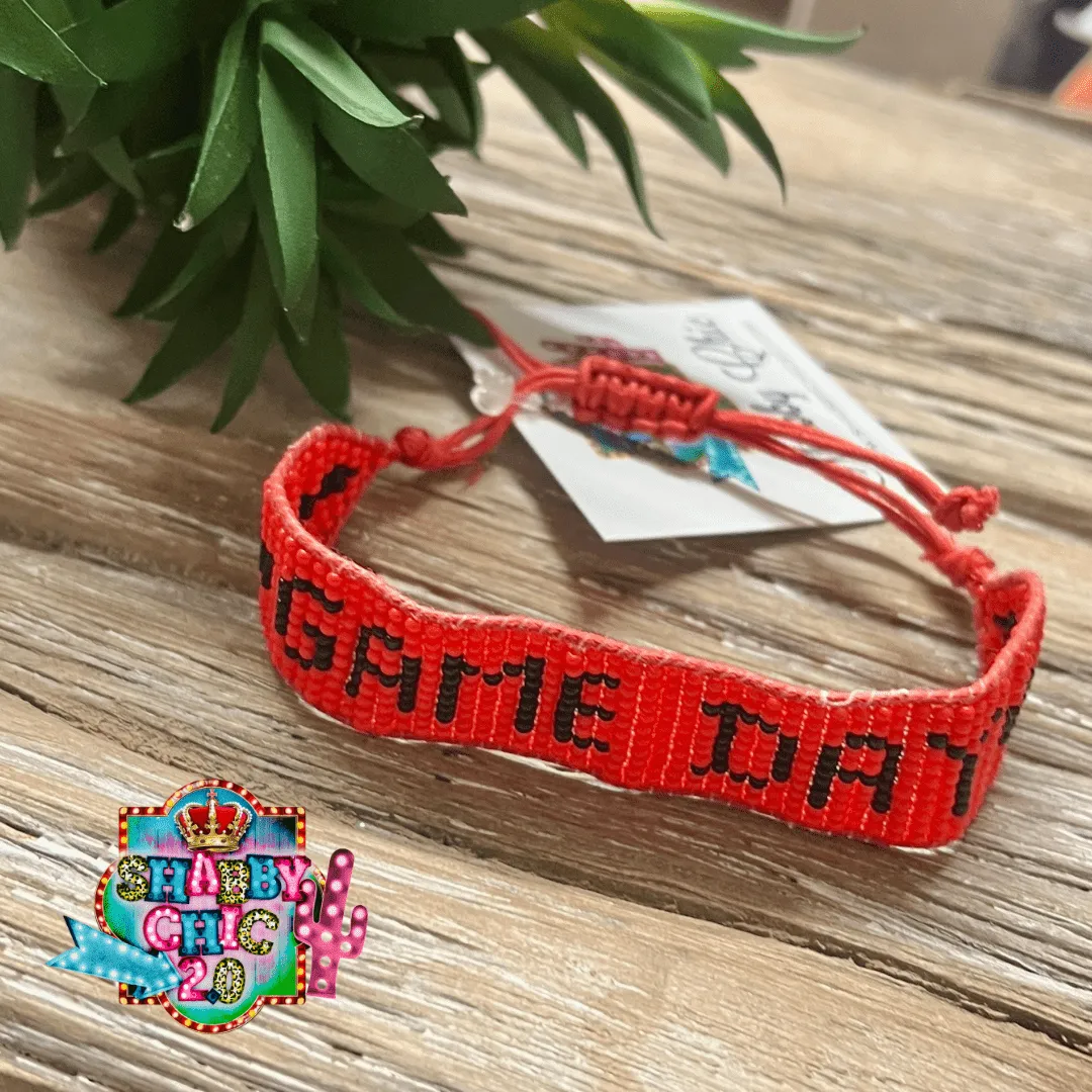 Game Day Beaded Bracelet - Red and Black
