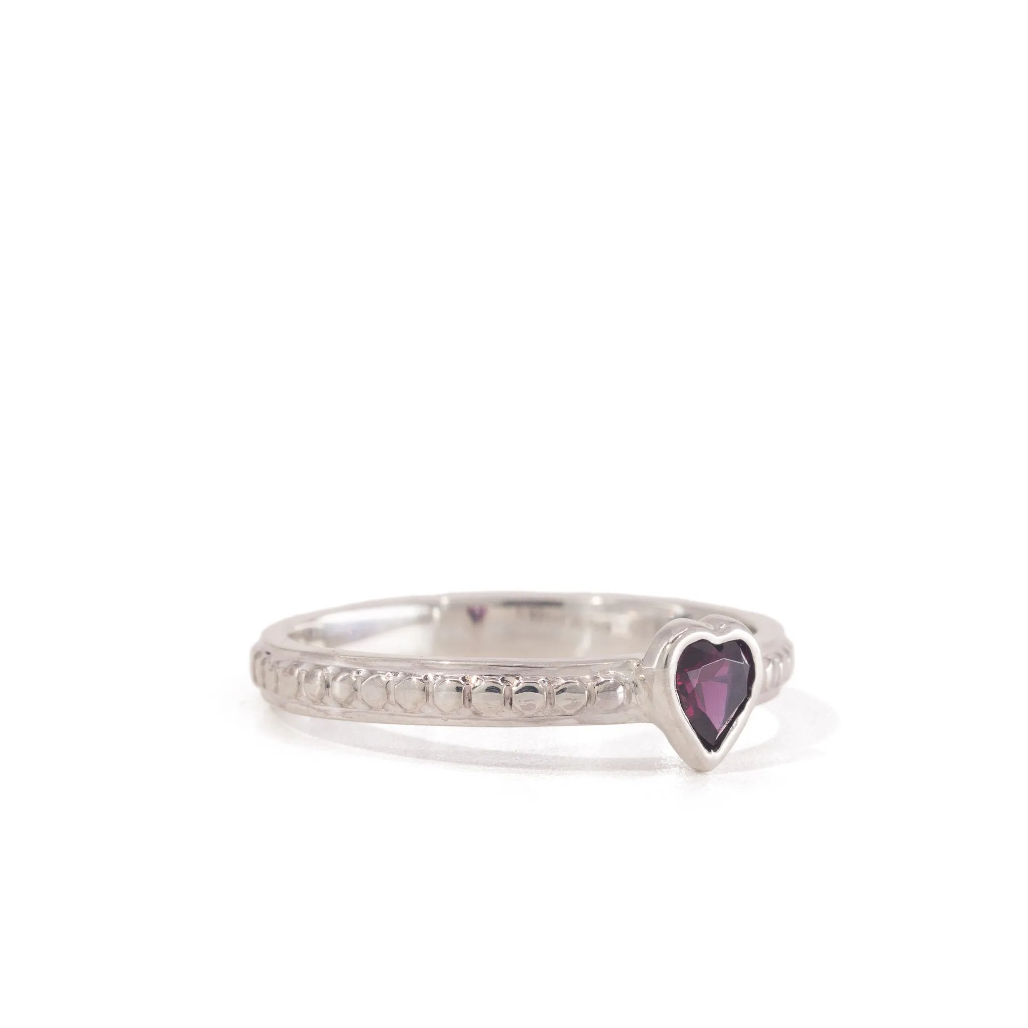 Garnet Heart 0.25 Carat Sterling Silver Handcrafted Gemstone Ring