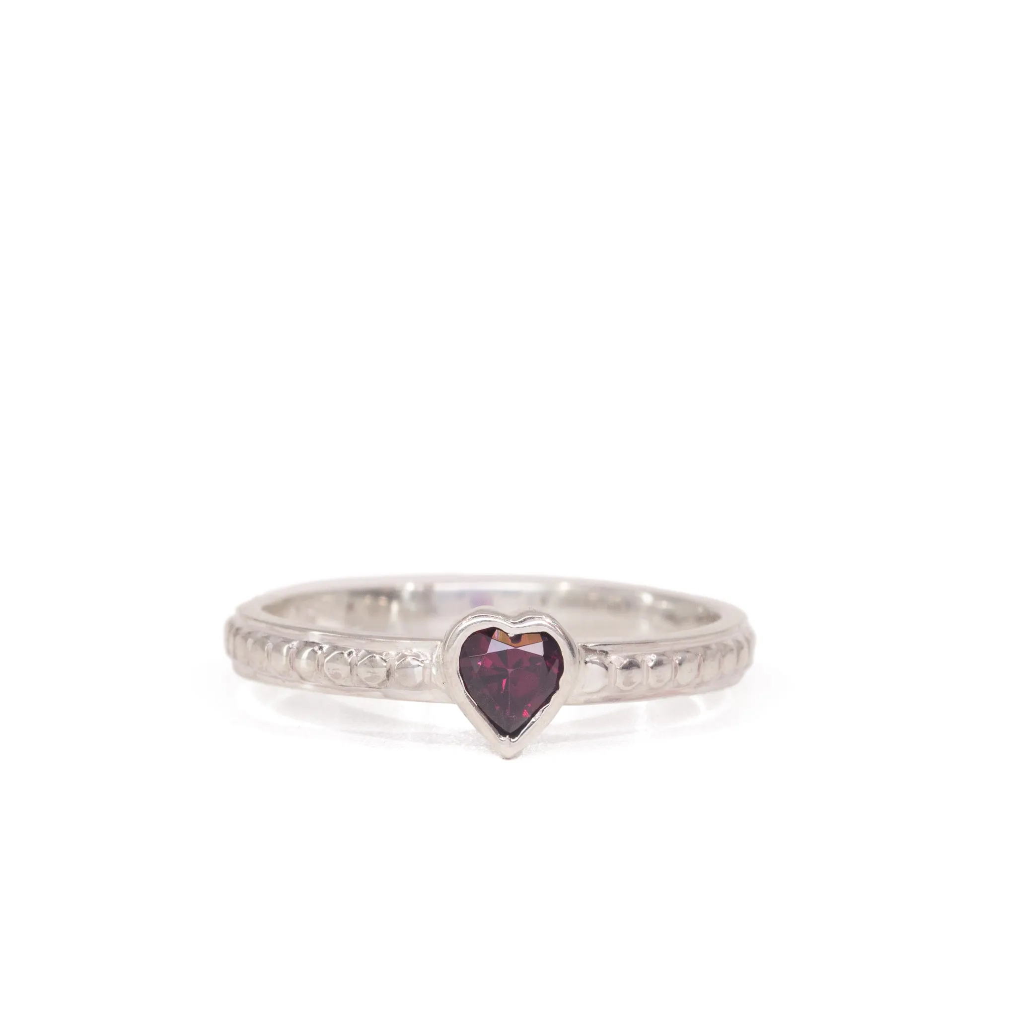 Garnet Heart 0.25 Carat Sterling Silver Handcrafted Gemstone Ring