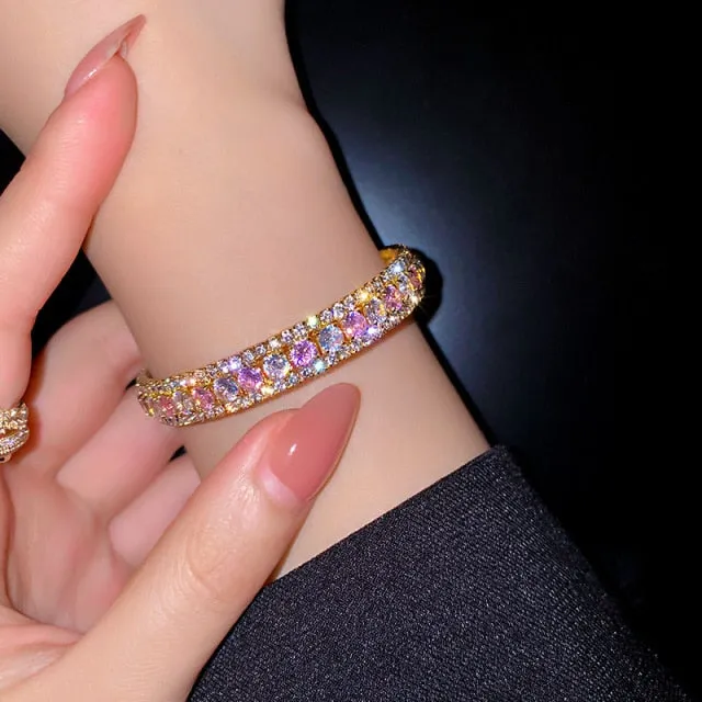 Geometric Zircon Crystal Cuff Bracelets and Bangles