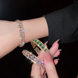 Geometric Zircon Crystal Cuff Bracelets and Bangles