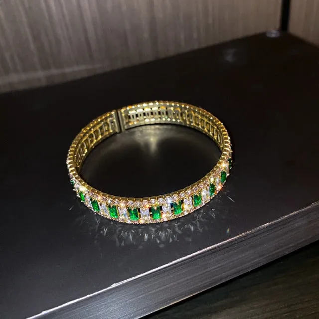 Geometric Zircon Crystal Cuff Bracelets and Bangles