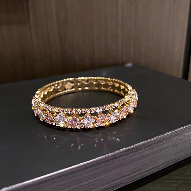 Geometric Zircon Crystal Cuff Bracelets and Bangles