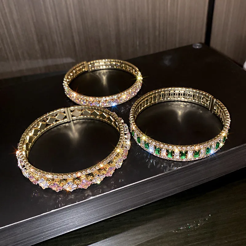 Geometric Zircon Crystal Cuff Bracelets and Bangles