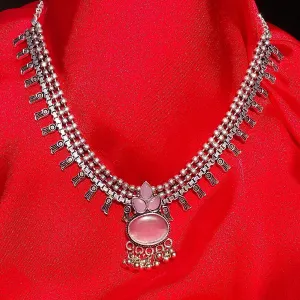 German Silver Oxidized Purple Stone Choker