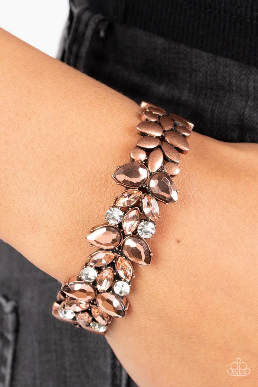 Glacial Gleam - Copper - Rhinestone Paparazzi Cuff Bracelet