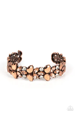Glacial Gleam - Copper - Rhinestone Paparazzi Cuff Bracelet