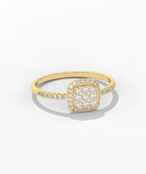 Glimmering Square Halo Diamond Ring