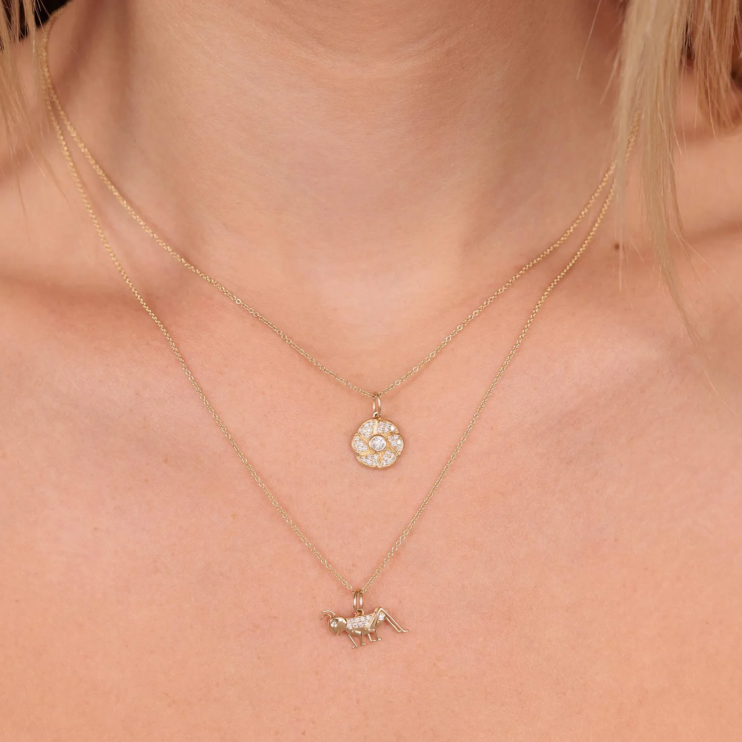 Gold & Diamond Cricket Charm