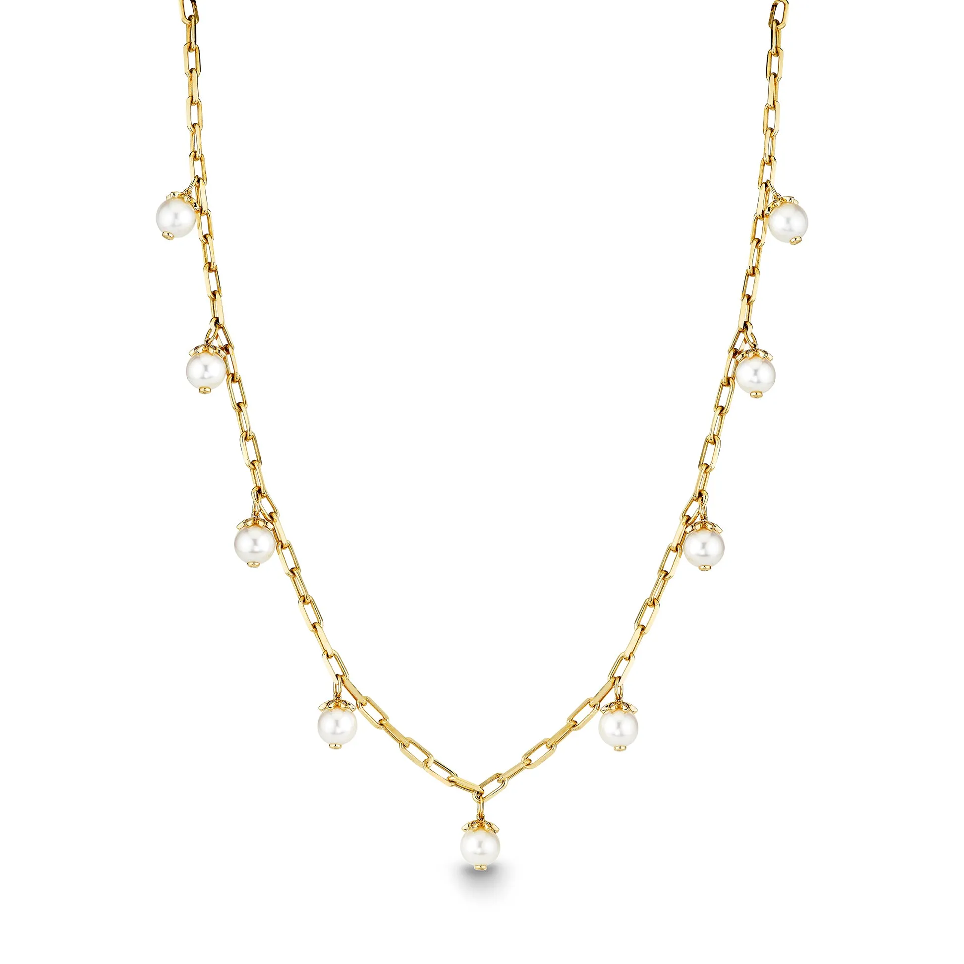 Gold & Diamond Multi Marquise Pearl Necklace