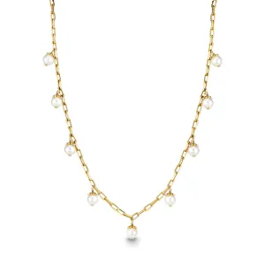Gold & Diamond Multi Marquise Pearl Necklace